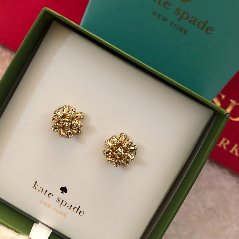NWT+Gift Box KATE SPADE Gold "Bourgeois Bow" Studs - Picture 7 of 8